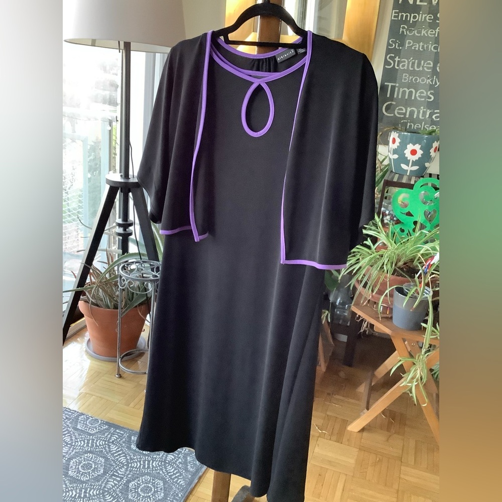 #44  Citiknits Black Set w/ Purple Trim & Bolero Jacket